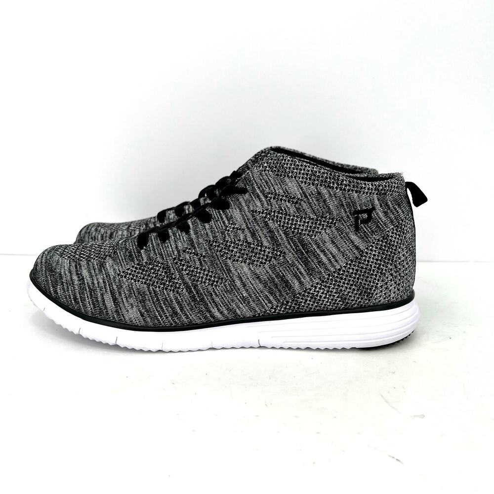 Propet Women's TravelFit black metallic silver knit Hi top sneakers booties